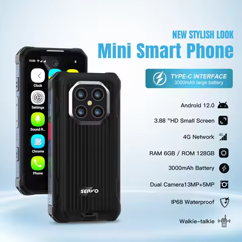 SERVO TANK500 Android Mini Rugged Smartphone 4G LTE RAM 6GB ROM 128GB Camera 13MP PTT Intercom IP68
