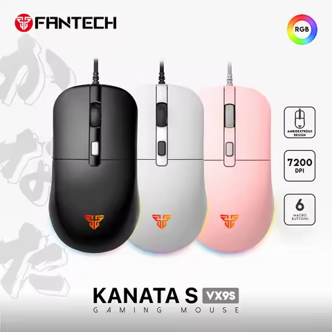 FANTECH KANATA S VX9S Gaming Mouse 6 Button Macro Mice ARGB 7200DPI Wired Mouse Huano Switch for PC