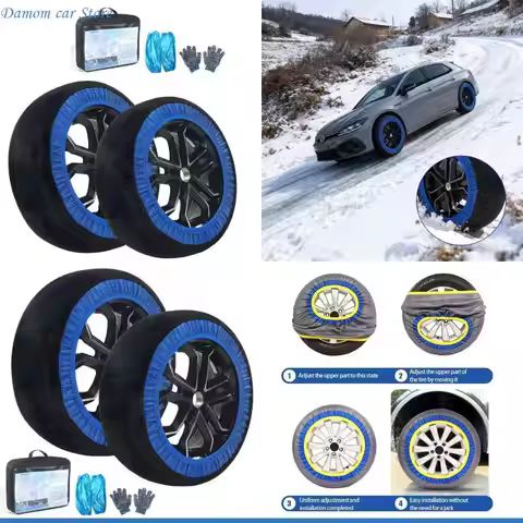 A2UC 2Pcs Portable Tire Antislip Socks Enhanced Grip in Snow Conditions Easy Setups