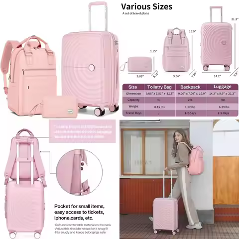 LARVENDER Carry On Luggage 22x14x9 Airline Approved, Expandable PP 20 inch Carry On Suitcases with W
