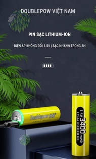 Pin sạc 1.5V AA 3400mWh Doublepow sạc trực tiếp bằng cổng USB. Doublepow AA 3400mWh Li-ion Batteries