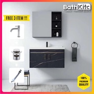 BATHKITC Bathroom Basin Cabinet Stainless Steel Basin Cabinet Wash Basin With Mirror Cabinet