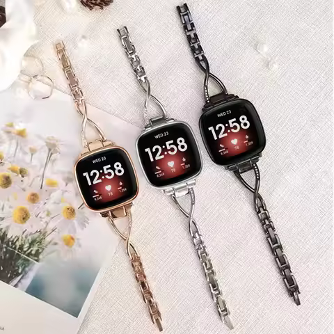 Strap for Fitbit Versa 4 3 Sense Watch Band Women Jewelry Stainless Steel Accessories for Fitbit Ver