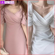 ♚ ❤ Pang Dudu ❤ White Long Dress Filipina Pang Abay Evening Gown Chiffon Short-Sleeved Fairy Dre