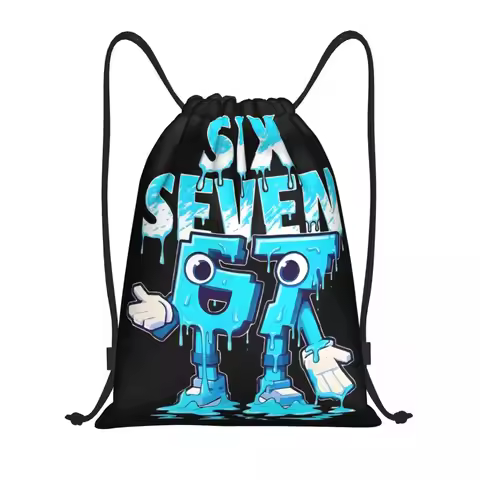 Meme 67 Six Seven 6 7 Italian Brainrot Drawstring Backpack Gym Sports Sackpack String Bag for Runnin