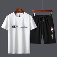 FCFAWORK Hot Sale M-4XL Sports T-shirts+short Pants for Men Quick-drying T-shirts Fashion Loose Casu