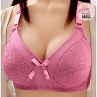 Bra Plus Size Wireless Full Cup Floral Lace Thin Sponge Bra Non Wired Baju Dalam Wanita Tanpa Dawai 