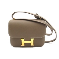 HERMES Constance Mini 18 單肩斜背包 U Epsom Etoupe 灰色 二手 GHW