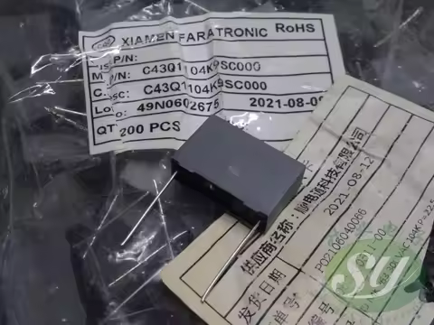 5PCS Xiamen FARA MKP63 0.1uf/300vAC 100nf u1 104 new Y2 film capacitor 22MM C43Q1104K9SC000