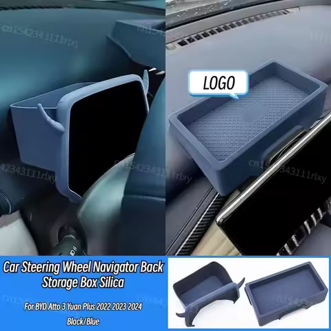 For BYD Atto 3 Yuan Plus 2022 2023 2024 1Pcs Car Steering Wheel Navigator Back Storage Box Silica Ge