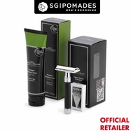 Edwin Jagger DE86 Imitation Ebony Razor, Shaving Cream Gift Set (Aloe Vera)-SGPOMADES