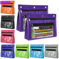 JAVIER Pencil Bag, Expandable Double Layer Pen Holder Binder Pouch, Portable Zipper with Side Sole C