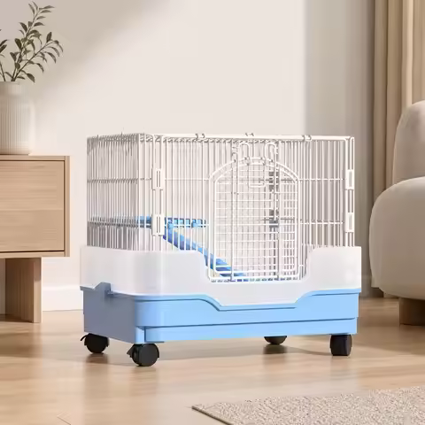 Indoor Rabbit Cage with Wheels Large Small Animal Enclosure for Guinea Pig Hamster Rat Habitat Pet H