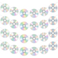 CHUNNIN 4pcs Hiasan Parti 90-an Sepanduk Kertas CD Tema Retro 90-an Campuran CD Gantung Kalungan Gan