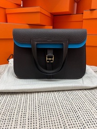 Hermes Halzan 25 黑檀木3S 金扣