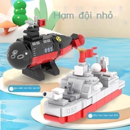 Mini Fleet navigation rocket destroyer assembly toy Type 055, airport 095, particle attack submarine