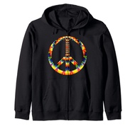 Peace Sign Tie Dye Design | Hippies Symbol Tee Zip Hoodie