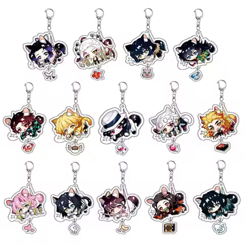 Demon Slayer Acrylic Keychain Tanjiro Zenitsu Double Sided 5 5cm Anime Accessories