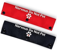 Nervous Do Not Pet 2 Set Funny Red and Black Dog Leash Sleeve Wrap -Hanging ID Patch Tag - Pet Birth