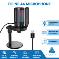 Fifine A6 RGB USB Condenser Microphone with Mute Button &amp; Gain Control, for Gaming, Streaming, Podcasting