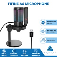Fifine A6 RGB USB Condenser Microphone – Mute Button, Gain Control for Gaming & Streaming