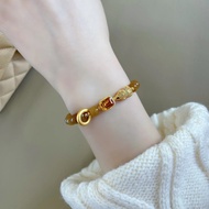 For Joy Geometric Sugar Jade Beaded Bracelet for Women, Vintage New Chinese Style Bracelet, Autumn a