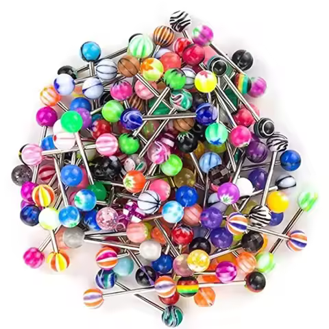 10/20/30PCS Stainless Steel Mix Tongue Piercing Lot Acrylic Tongue Piercing Bar Bulk Nipple Bar Pack