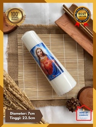 -F3K2- Lilin Doa Rohani Misa Altar Gambar Yesus Maria / D: 7cm T: