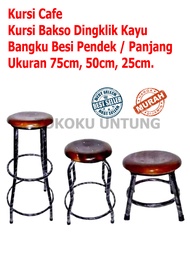 Kursi Cafe / Kursi Bakso Dingklik Kayu Bangku Besi Pendek / Panjang