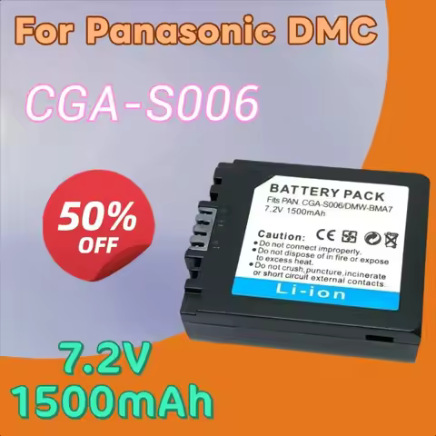 7.2V 1500mAh CGA-S006E CGA-S006E/DMW-BMA7 CGR Battery for Panasonic DMC FZ28 FZ30 FZ35 FZ38 FZ50 Rec