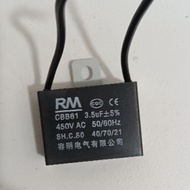 คาปาซิเตอร์พัดลม แค๊ปพัดลม ตัวเก็บประจุ Capacitor  1.2uF/1.5uF/1.8uF/2.0uF/3.5uF  450VAC แบบสายไฟ แค