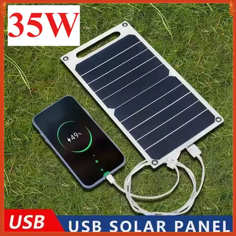 5V 5-35W Portable Solar Panel USB Charger for Phone Power Bank Outdoor Camping RV Sunpower Solar Pan