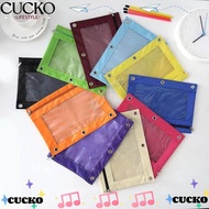 CUCKO Binder Pencil Pouch Pen , B5 with 3 Rings Storage Bag, Zippered Multicolored PVC File Holder