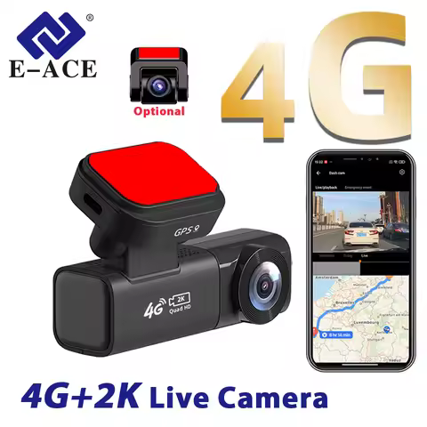 E-ACE 2K 4G Live Dashcam Optional1080P Rear Dual Cam Record GPS Remote Monitor APP Control Cloud Sto