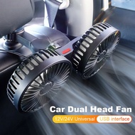 ATLAS Car Strong Dual Fan Back Rear Seat Headrest 5V/2A USB Fan Air Cooling Fan 3 Speed Wind For Car