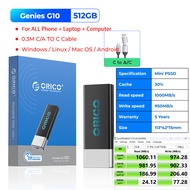 ORICO Genie 1000เมกะไบต์/วินาที RGB มากแบบพกพา SSD SSD หน่วยความจำภายนอก SSD 1TB USB 3.2 Gen2 Type C
