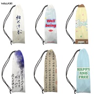 WALKIE Chinese Calligraphy Portable Badminton Racket Bag Tennis Racket Protection Drawstring Bags Fashion Velvet Storage Bag Case Outdoor Sport Accessories