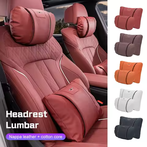 Car Neck Pillow For Genesis Coupe EQ900 G70 G80 G90 GV60 GV70 Lumbar Support Leather Cotton Headrest