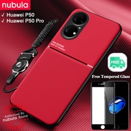 NUBULA For Huawei P50 | P50 Pro Casing Free Tempered Glass Silky Leather Feeling hp Huawei P50 CellP