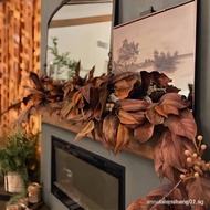 Brown Magnolia Leaf Garland, Artificial Magnolia Leaf Garland Realistic, Autumn Rustic Fall Leaf for