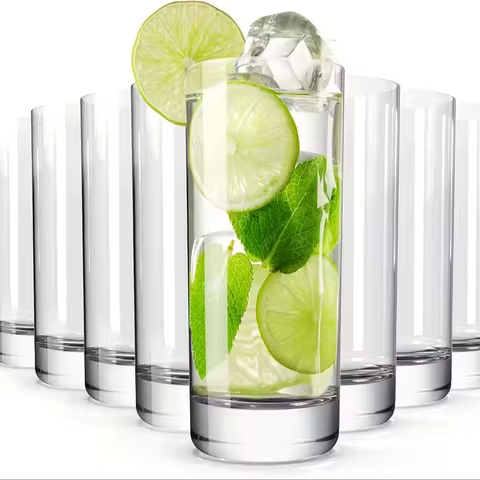 Drinking Glasses Set of 8, 16Oz Crystal Highball Glasses, Clear Tall Glass Cups, Water Glass for Kit