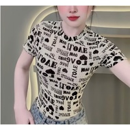 Hotgirl round neck shirt with LOVE basic letter pattern - 456