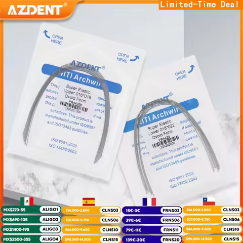 10PCS/Pack AZDENT Dental Orthodontic NITI Round Rectangular Arch Wires Super Elastic Ovoid Form Uppe
