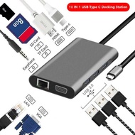 EASYIDEA USB Type C Hub 10in1 HDMI+VGA+USB 3.0+RJ45+Card Reader HB3004
