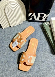 Promo Sandal Selop Zara Flat Aksen H Sandal Wanita Kekinian Kode SM08
