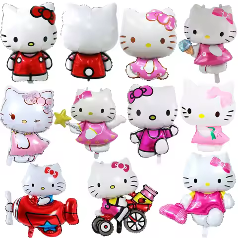 Hello Kitty Balloons Happy Birthday Party Decoration Hello Kitty Balloon Foil Balloon Set Room Decor