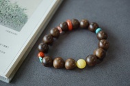 12mm天然沈香珠/沉香珠 南紅蜜蠟松石小配件設計單圈手串手持fs