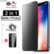 2-in-1 Matte+Anti-Spy Privacy Tempered Glass Xiaomi Poco M3 X3 NFC X3 Pro Redmi 9T 9A 9C 9 8A Pro Xiaomi Redmi Note 10 9s 8T 9 8 7 Pro Max Screen Protector Camera Lens Protective Glass Film