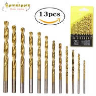 PINEAMY Twist Drill Bit, High-Speed Steel Straight Handle HSS Bit, Boxed Titanium Plated Drill Bit