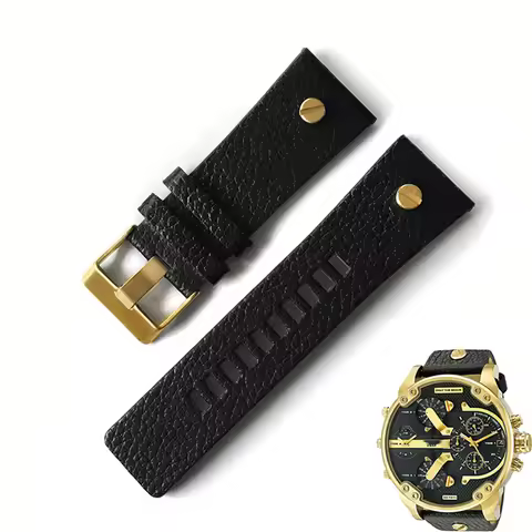 TOP watchband for DIESEL DZ7313 DZ7333 DZ7311 DZ7371 watch strap cow leather with gold rivet 22 24 2